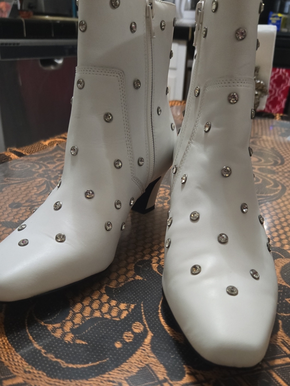Gianni Bini White Studded Ankle Boots